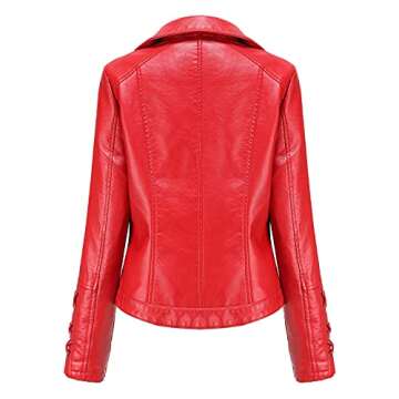 5665 Waterproof Cropped PU Leather Jacket for Women