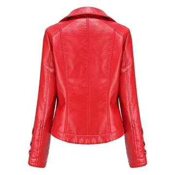 5665 Waterproof Cropped PU Leather Jacket for Women