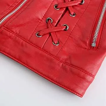5665 Waterproof Cropped PU Leather Jacket for Women
