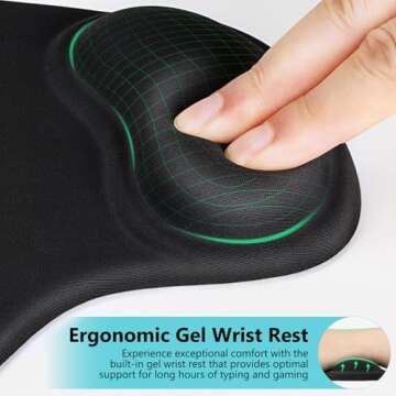 Mouse Pad, SOQOOL 2 Pack Ergonomic Mouse Pads with Comfortable and Cooling Gel Wrist Rest Support an...
