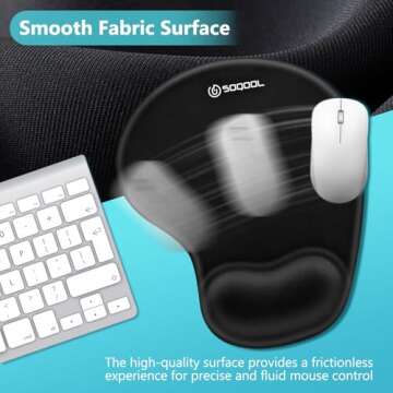 Mouse Pad, SOQOOL 2 Pack Ergonomic Mouse Pads with Comfortable and Cooling Gel Wrist Rest Support and Non-Slip PU Base for Easy Typing Pain Relief, Durable and Washable for Easy Cleaning