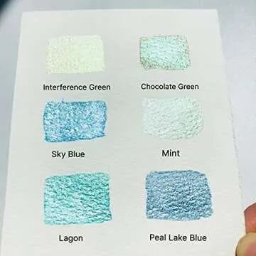 CSY art gallery Artist Watercolor Paint Set-Glitter Paint -Metallic Water Coloring Paint - Solid Palette- Retro Portable Metal Case-Pearlescent Color Set Sparkle Professional Watercolour (Ocean)