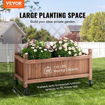 VEVOR Wood Planter with Trellis,30" x 13" x 61.4" Outdoor Raised Garden Bed with Drainage Holes, Fre...