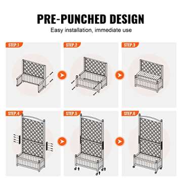 VEVOR Wood Planter with Trellis,30" x 13" x 61.4" Outdoor Raised Garden Bed with Drainage Holes, Free-Standing Trellis Planter Box for Vine Climbing Plants Flowers in Garden, Patio, Balcony
