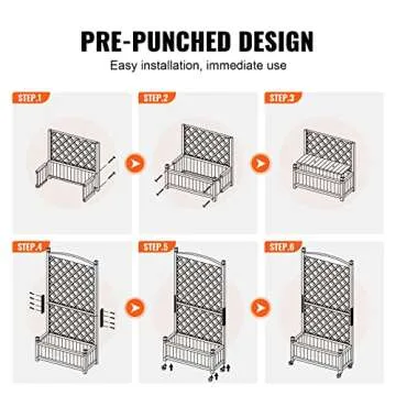 VEVOR Wood Planter with Trellis,30" x 13" x 61.4" Outdoor Raised Garden Bed with Drainage Holes, Free-Standing Trellis Planter Box for Vine Climbing Plants Flowers in Garden, Patio, Balcony