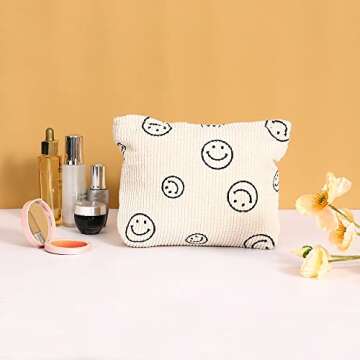 Spacious Smiley Face Makeup Bag for Women