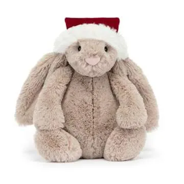 Jellycat Bashful Christmas Bunny Stuffed Animal - Plush Toy Gift