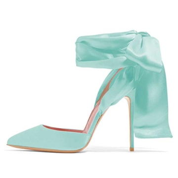 FSJ Women Strappy Ankle Wrap Sandal Ribbon Lace-up Stiletto High Heels Pointed Toe D'Orsay Slingback...