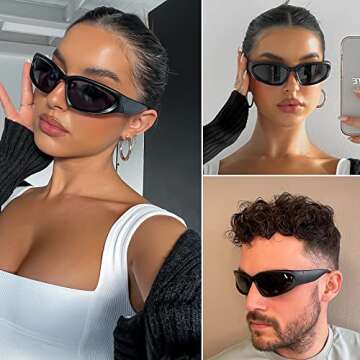 knliwkm Stylish UV400 Wrap Around Sunglasses for All