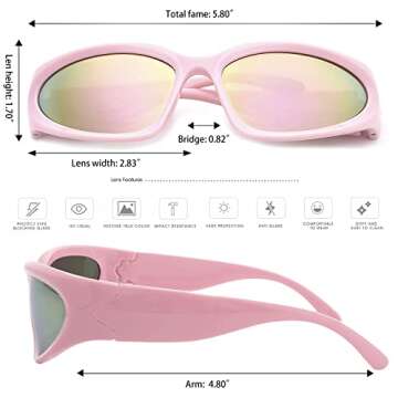 knliwkm Stylish UV400 Wrap Around Sunglasses for All