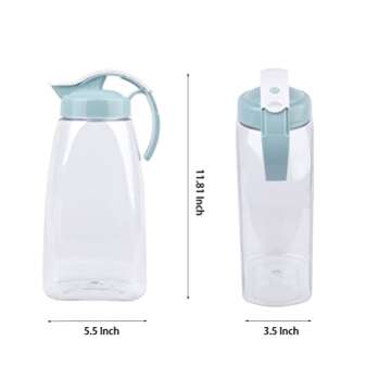 Frcctre 2 Pack Plastic Water Pitcher with Lid, 74 Oz Clear Airtight Beverage Pitcher Juice Container...