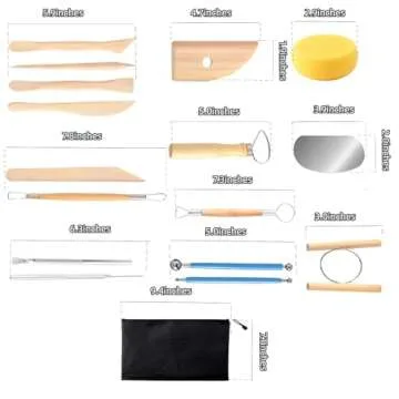 S & E TEACHER'S EDITION 17 Pcs Pottery & Clay Sculpting Tools, Double-Sided, Ceramics Tools Smooth W...