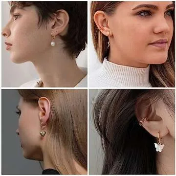 IFKM 24 Pairs Gold Hoop Earrings Set For Women 14K Gold Plated Hypoallergenic Chunky Chain Twisted Open Hoops Dangle Earring Packs For Birthday Party Christmas Fashion Jewelry Gift