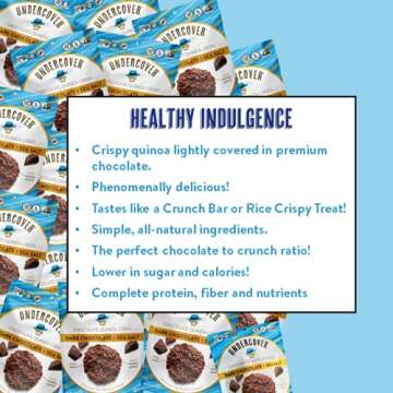 UNDERCOVER CHOCOLATE QUINOA CRISPS – VARIETY 8-PACK - 2 Milk Chocolate, 2 Dark Chocolate + Sea Sal...