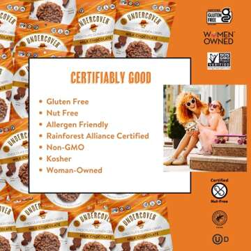 UNDERCOVER CHOCOLATE QUINOA CRISPS – VARIETY 8-PACK - 2 Milk Chocolate, 2 Dark Chocolate + Sea Salt, 2 Milk Chocolate + Currants, 2 Dark Chocolate + Blueberries | 8 Pack of 2oz Bags