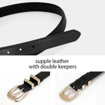YooAi Womens Belt Fashion Leather Wais Belt for Jeans Pants Dresses with Gold Buckle Black 110 M
