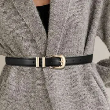 YooAi Womens Belt Fashion Leather Wais Belt for Jeans Pants Dresses with Gold Buckle Black 110 M