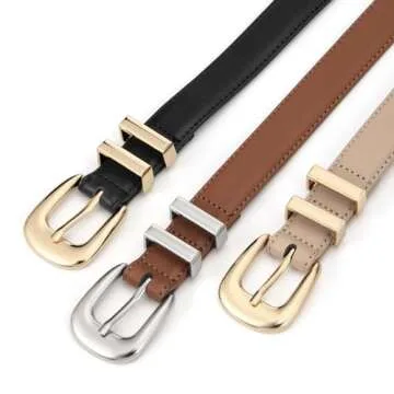 YooAi Womens Belt Fashion Leather Wais Belt for Jeans Pants Dresses with Gold Buckle Black 110 M