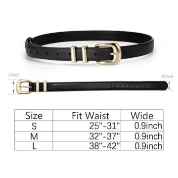 YooAi Womens Belt Fashion Leather Wais Belt for Jeans Pants Dresses with Gold Buckle Black 110 M
