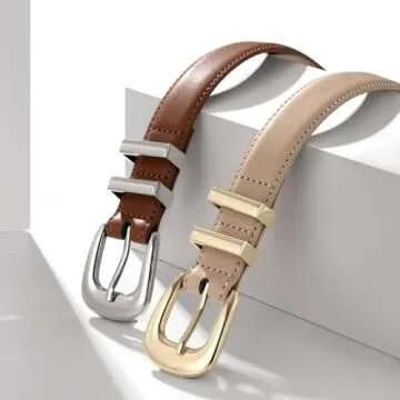 YooAi Womens Belt Fashion Leather Wais Belt for Jeans Pants Dresses with Gold Buckle Black 110 M