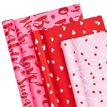 WRAPAHOLIC Valentine's Day Wrapping Paper Roll - Mini Roll - 3 Rolls - 17 Inch X 120 Inch Per Roll -...