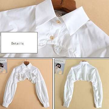 Elegtiskas Detachable Dickey Blouse False Collar Half Shirt Blouse Collar Crop Top