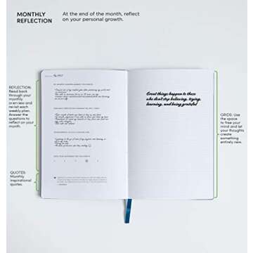 Enlightenment Planner | 12 Month Undated Monthly Weekly Daily Planner | Track and Increase Productivity Happiness Passion Purpose Mood Meditation and Reflection