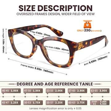 Gaoye 6 Pack Oversized Reading Glasses for Women Stylish Blue Light Blocking