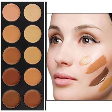 Vodisa 10 Colour Makeup Contour Palette-Cream Concealer Kit- Blemish Face Contouring Highlighter Pal...