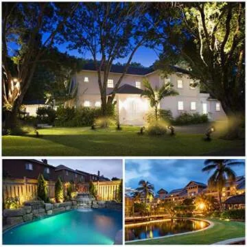 E ENERGETIC LIGHTING LED Landscape Lights with Connectors, 12V Low Voltage, Warm White 3000k, 4W, 175LM, Outdoor Waterproof Garden Pathway Lights Wall Tree Flag Spotlights with Spike Stand, 2 Pack