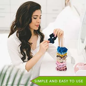 Strawbre Scrunchie Holder Stand Organizer, Hair Tie and Jewelry Storage, Teen Girls VSCO Stuff, Perfect for Gift and Bedroom Decor - Clear Acrylic 11 Inches Tower