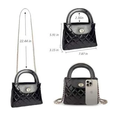 Quilted Crossbody Tote Bags for Women Small Top Handle Purse Trendy Designer Handbag Satchel Tote Shoulder Bag