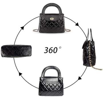 Quilted Crossbody Tote Bags for Women Small Top Handle Purse Trendy Designer Handbag Satchel Tote Shoulder Bag