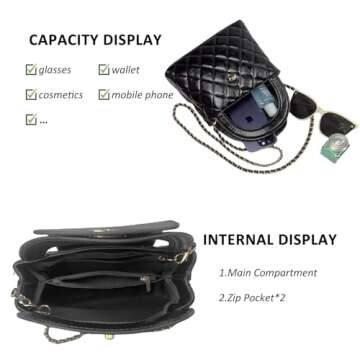 Quilted Crossbody Tote Bags for Women Small Top Handle Purse Trendy Designer Handbag Satchel Tote Shoulder Bag