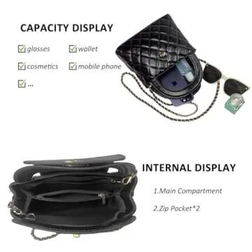 Quilted Crossbody Tote Bags for Women Small Top Handle Purse Trendy Designer Handbag Satchel Tote Shoulder Bag