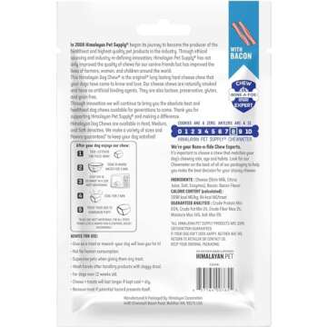 Himalayan Dog Chew Original Yak Cheese Dog Chew, Bacon, 3 Small Sticks, 1.1 oz, Gluten Free, Healthy Dog Treats, Grain & Lactose Free 100% Natural, Long Lasting Dog Chews for Dogs Under 15 lbs