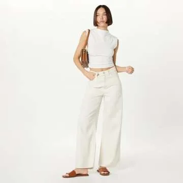 Alba Wide-Leg Relaxed Denim for Women - Ecru Style