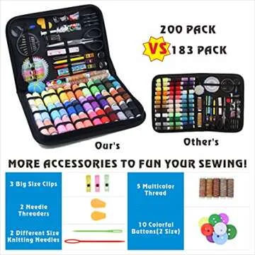 INSCRAFT Premium Sewing Kit - 200 Supplies for All Ages