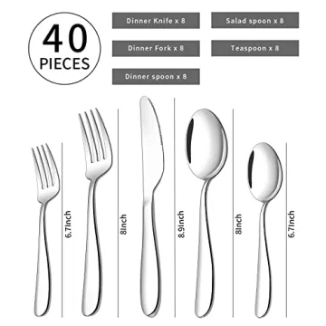Elegant 40-piece Stainless Steel Flatware Set for 8