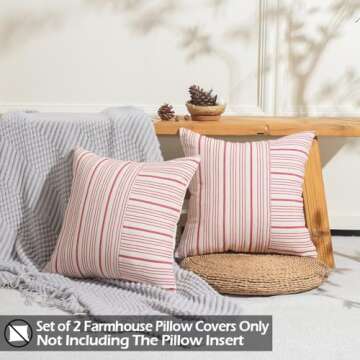 CARRIE HOME Red Farmhouse Christmas Plaid Pillow Covers Set of 2 for Festive Decor