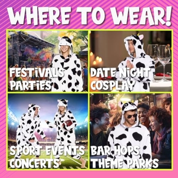 Funziez! Plush Cow Adult Onesie Halloween Costume