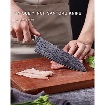 TUO 7" Santoku Knife AUS-10 Damascus Steel Hand Forged