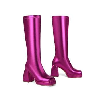 Stylish JIUHANG RHY ME Gogo Boots for Women, Red Metallic