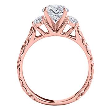 MauliJewels 0.50 Ct. Three-Stone Diamond Engagement Ring Women, 14K Solid Gold