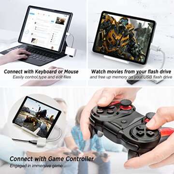 SUNTRSI SD Card Reader for iPhone,USB Camera Adapter 4 in 1 USB Female OTG Adapter for SD/TF Card, Memory Card Reader USB Adapter for iPhone with Charging Port,Plug and Play