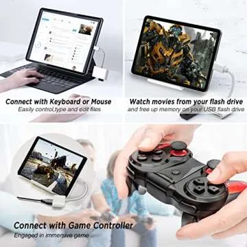 SUNTRSI SD Card Reader for iPhone,USB Camera Adapter 4 in 1 USB Female OTG Adapter for SD/TF Card, Memory Card Reader USB Adapter for iPhone with Charging Port,Plug and Play