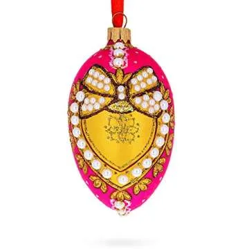 Italian Pearl Buckle Pink Glass Christmas Ornament