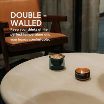 FLUR Latte Glass (Set of 2): For Lattes and Milk Drinks - Makes Latte Art Easier - Double-Walled Borosilicate Glass - Handmade - 7oz (Clear)