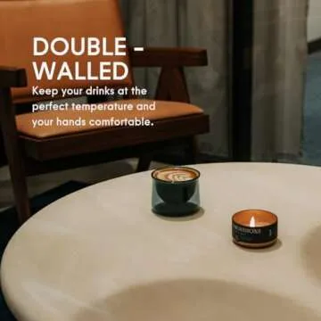 FLUR Latte Glass (Set of 2): For Lattes and Milk Drinks - Makes Latte Art Easier - Double-Walled Borosilicate Glass - Handmade - 7oz (Clear)