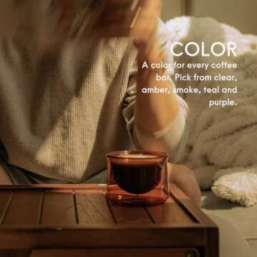 FLUR Latte Glass (Set of 2): For Lattes and Milk Drinks - Makes Latte Art Easier - Double-Walled Borosilicate Glass - Handmade - 7oz (Clear)